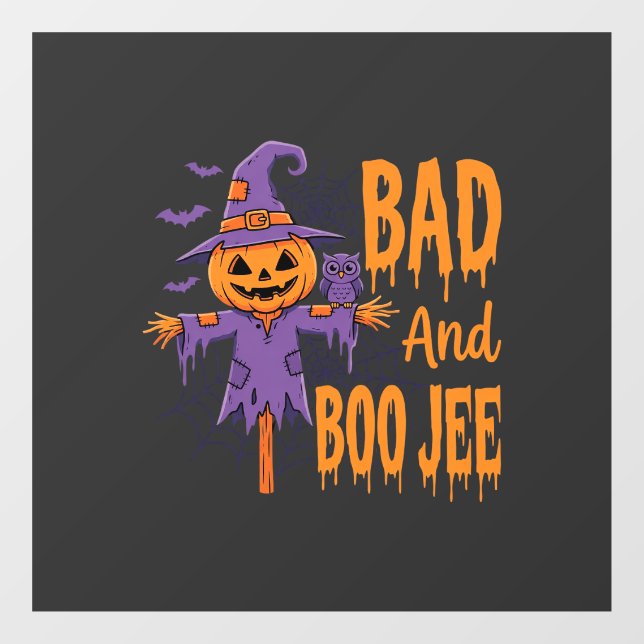 Halloween Bad And Boo Jee Scarecrow Graphic Window Cling (Sheet)