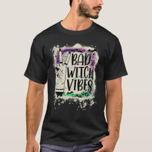 Halloween Bad Witch Vibes Peace Hand Sign Hallowee T-Shirt