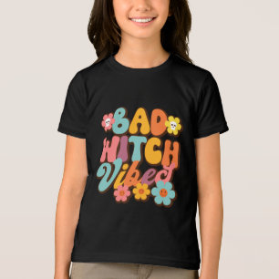 Halloween Bad Witch Vibes Retro Groovy Typography Tri-Blend Shirt