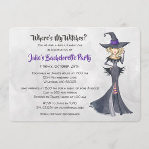 Halloween Bad Witches Bachelorette Party Invitation