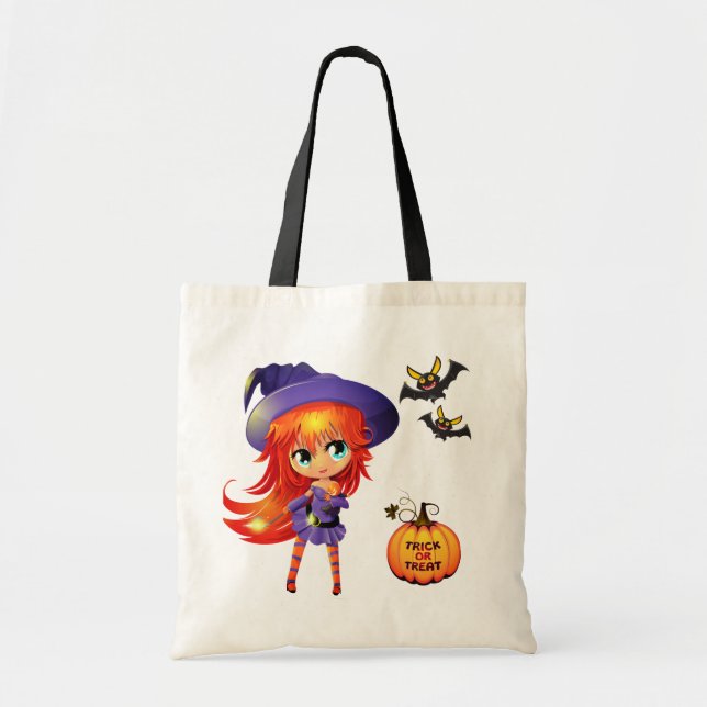 Halloween Bag-Girl Witch Tote Bag (Front)