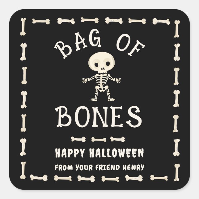 Halloween Bag Of Bones Square Sticker (Front)