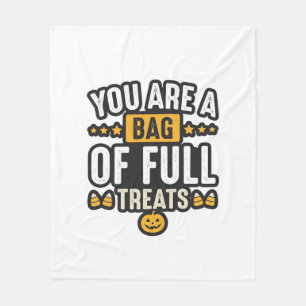 Halloween Bag Of Treats Vintage Vector Design_1 Fleece Blanket