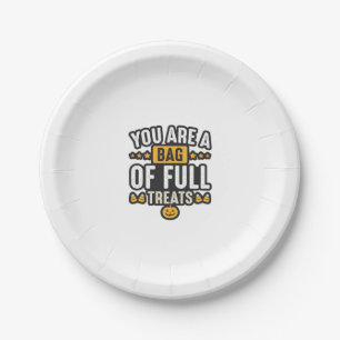 Halloween Bag Of Treats Vintage Vector Design_1 Paper Plate