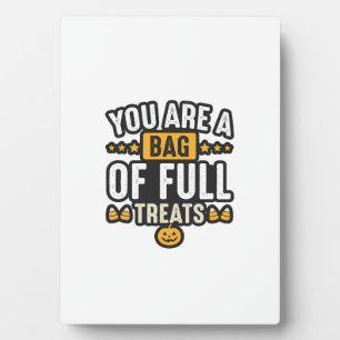 Halloween Bag Of Treats Vintage Vector Design_1 Plaque