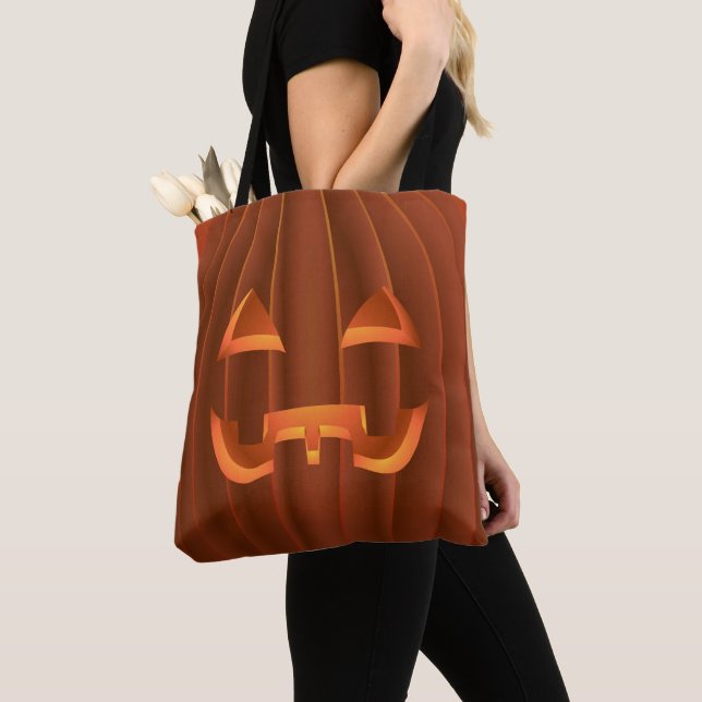Halloween Bags Jack-o-Lantern Tote Bags (Close Up)