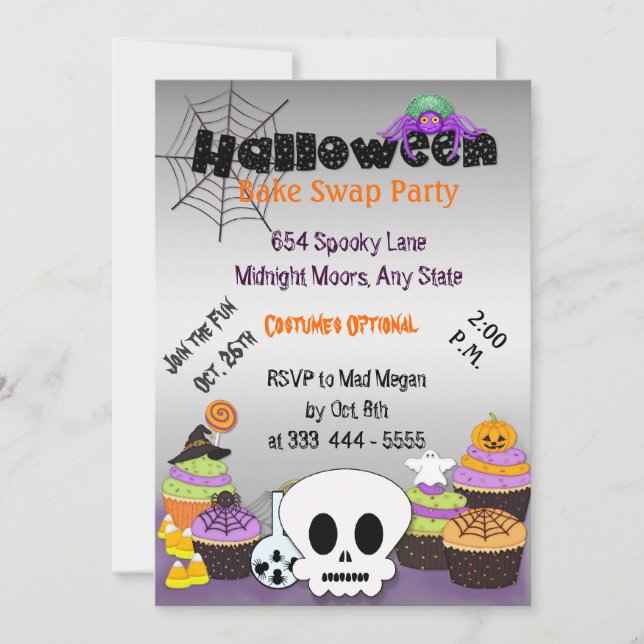 Halloween Bake Swap Party Invitation (Front)