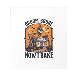 Halloween Baker Shirt Witch Broom Broke Design_1 Notepad