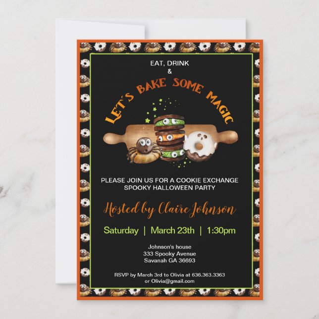 Halloween Baking Cookies Party Invitation (Front)