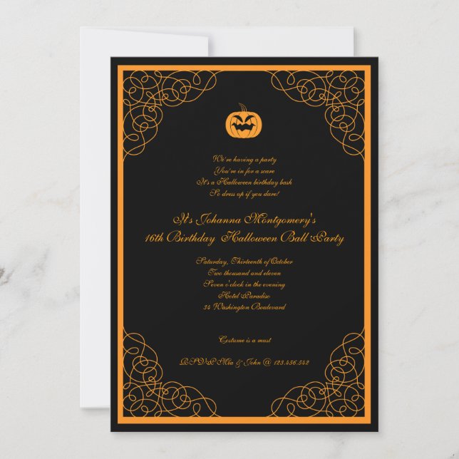 Halloween Ball Costume Party Invitation (Front)
