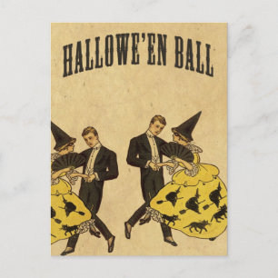Halloween Ball Dancers Holiday Postcard