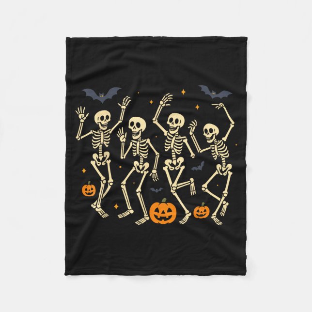 Halloween Ballet Costume Dancing Skeleton Spooky Fleece Blanket (Front)