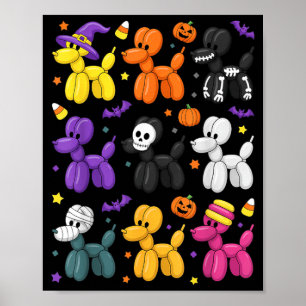 Halloween Balloon Dog Costume Pattern Cute Spooky Poster