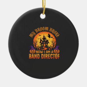 Halloween Band Director Witch Broom Haunted House Ceramic Tree Decoration