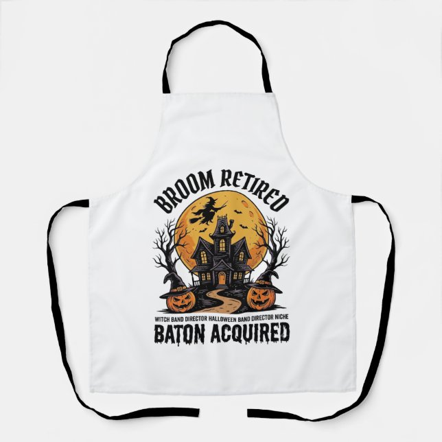 Halloween Band Director Witch Haunted House Design Apron (Front)