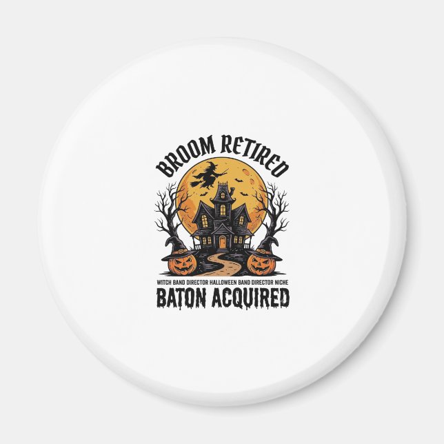 Halloween Band Director Witch Haunted House Design Magnet (Front)