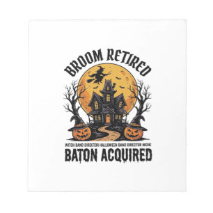 Halloween Band Director Witch Haunted House Design Notepad