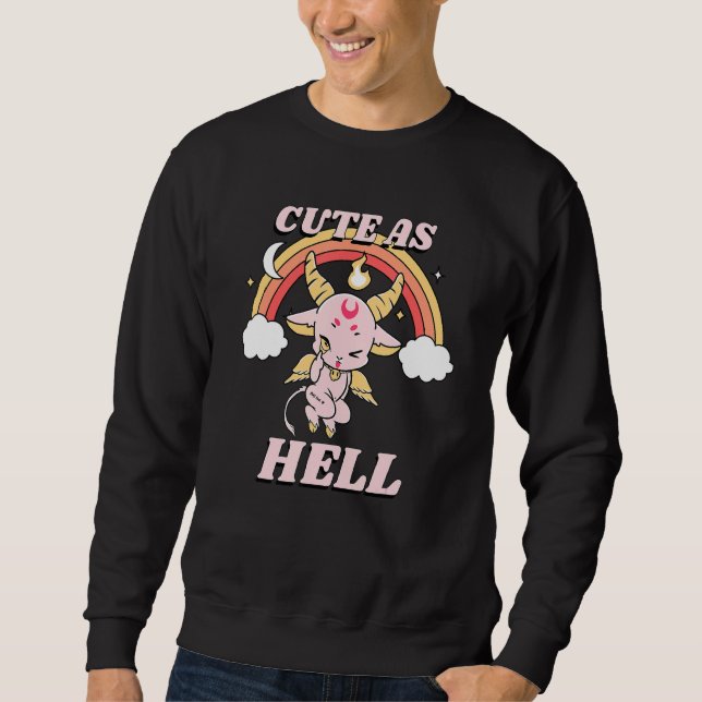 Halloween Baphomet Satan Cute As Hell Pastel Goth Sweatshirt (Front)