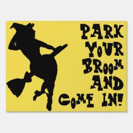 Halloween Bare Witches Park Your Broom Garden Sign