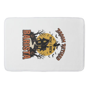 Halloween Barista Shirt Funny Witch Coffee Pun Des Bath Mat