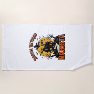 Halloween Barista Shirt Funny Witch Coffee Pun Des Beach Towel
