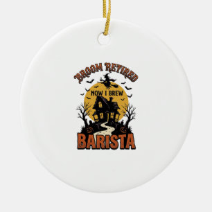 Halloween Barista Shirt Funny Witch Coffee Pun Des Ceramic Tree Decoration