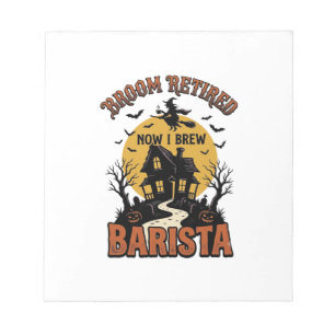 Halloween Barista Shirt Funny Witch Coffee Pun Des Notepad