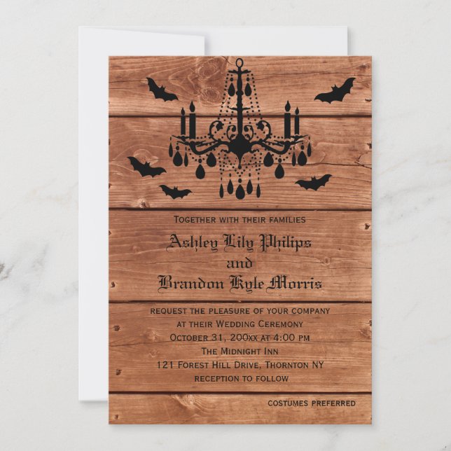 Halloween Barn Chandelier Wedding Invitation (Front)
