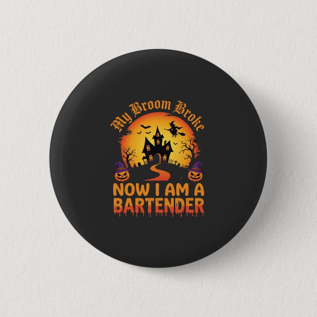 Halloween Bartender Haunted House Witch Pumpkin De 6 Cm Round Badge (Front)