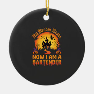 Halloween Bartender Haunted House Witch Pumpkin De Ceramic Tree Decoration
