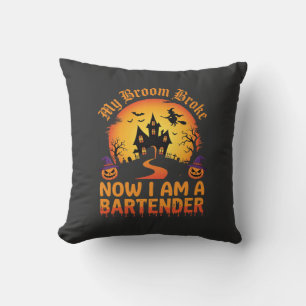 Halloween Bartender Haunted House Witch Pumpkin De Cushion