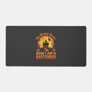 Halloween Bartender Haunted House Witch Pumpkin De Desk Mat