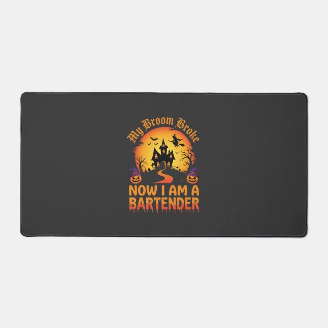 Halloween Bartender Haunted House Witch Pumpkin De Desk Mat (Front)
