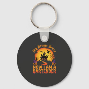Halloween Bartender Haunted House Witch Pumpkin De Key Ring