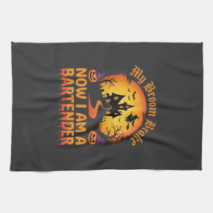 Halloween Bartender Haunted House Witch Pumpkin De Tea Towel