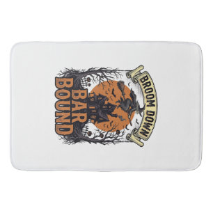 Halloween Bartender Shirt Funny Witch Broom Bar Pu Bath Mat