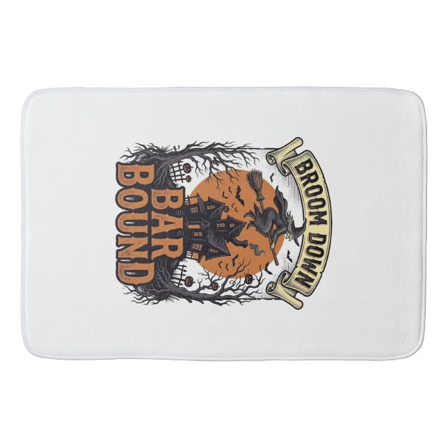 Halloween Bartender Shirt Funny Witch Broom Bar Pu Bath Mat (Front)