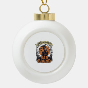 Halloween Bartender Shirt Funny Witch Broom Bar Pu Ceramic Ball Christmas Ornament