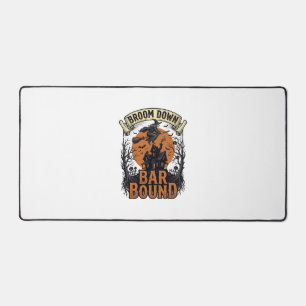 Halloween Bartender Shirt Funny Witch Broom Bar Pu Desk Mat
