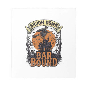 Halloween Bartender Shirt Funny Witch Broom Bar Pu Notepad