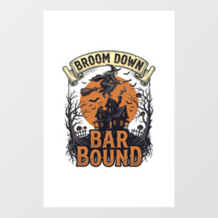Halloween Bartender Shirt Funny Witch Broom Bar Pu Window Cling
