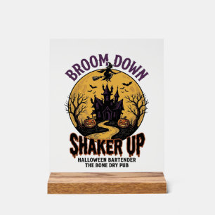 Halloween Bartender Shirt Haunted Tavern Witch Des Acrylic Sign