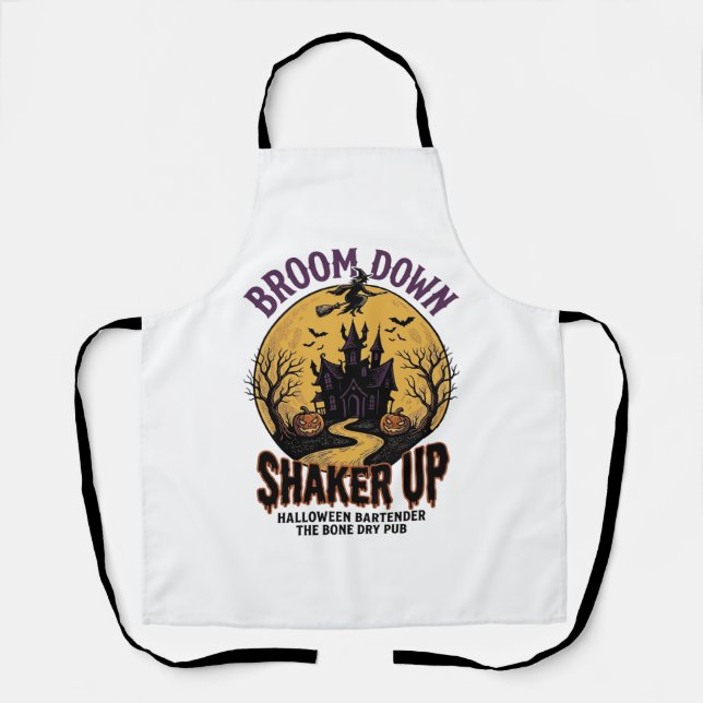 Halloween Bartender Shirt Haunted Tavern Witch Des Apron (Front)