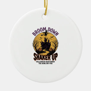 Halloween Bartender Shirt Haunted Tavern Witch Des Ceramic Tree Decoration