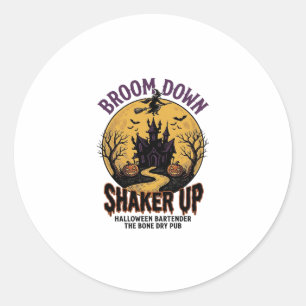 Halloween Bartender Shirt Haunted Tavern Witch Des Classic Round Sticker