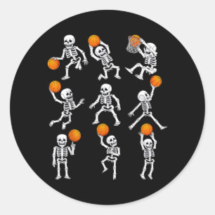 Halloween Basball Skeletons Coffee Shopg Dribble Classic Round Sticker