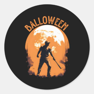 Halloween Baseball Baseball Player Trick Or Treat Classic Round Sticker