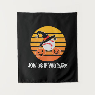 Halloween Baseball Halloween Witch Hat Pumpkin Tapestry