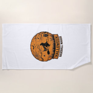 Halloween Baseball Maker Flying Witch Wooden Moon Beach Towel