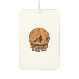 Halloween Baseball Maker Flying Witch Wooden Moon Car Air Freshener